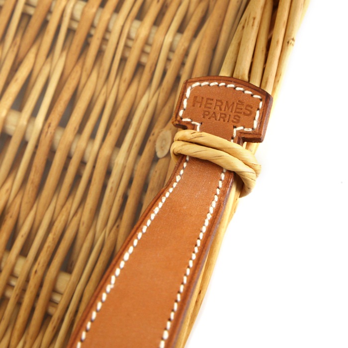 Hermès tray made from wicker, leather, and glass, 1980s - Detail D2