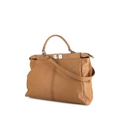 Bolso de mano Fendi Peekaboo en cuero beige