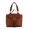 Chloé bag worn on the shoulder or carried in the hand in brown grained leather - 360 thumbnail