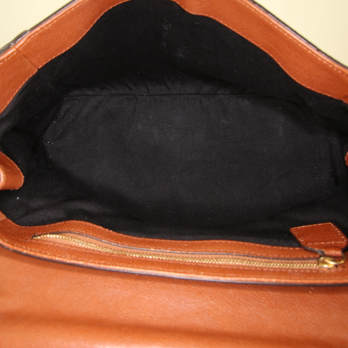 Borsa da spalla o a mano Chloé in pelle martellata marrone - Detail D3