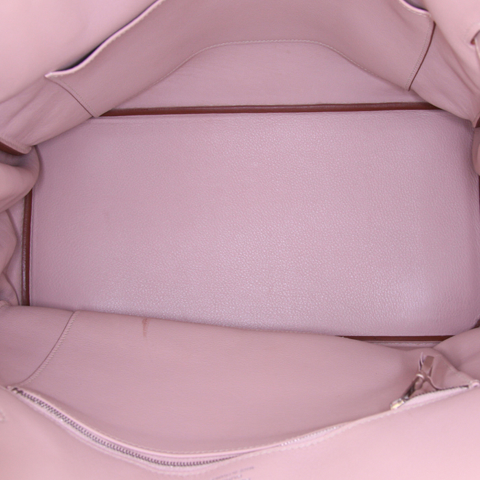 Bolso de mano Hermès Birkin Ghillies 35 cm en cuero swift dos tonos beige y marrón etoupe - Detail D2