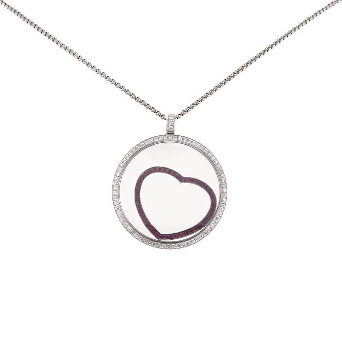 Collar Chopard Happy Spirit en oro blanco,  diamantes y rubíes