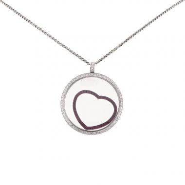 Collar Chopard Happy Spirit en oro blanco,  diamantes y rubíes