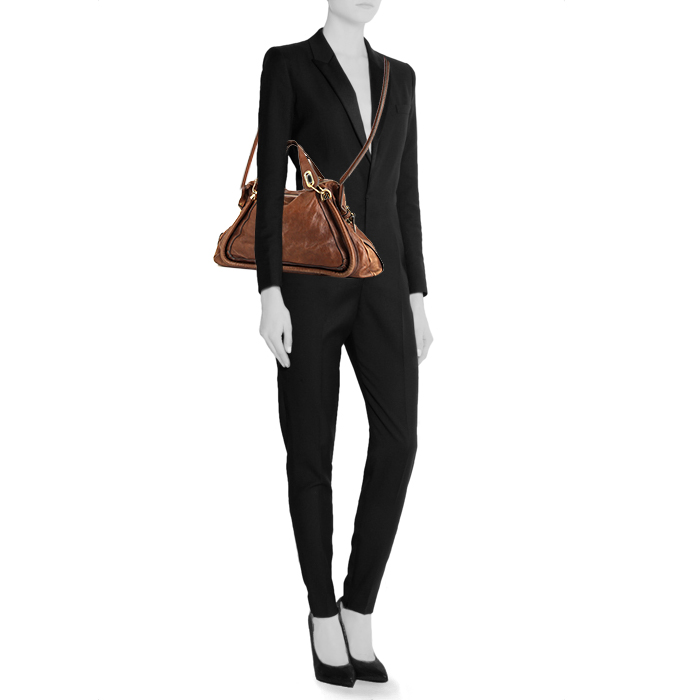 Chloé Paraty handbag in brown leather - Detail D2