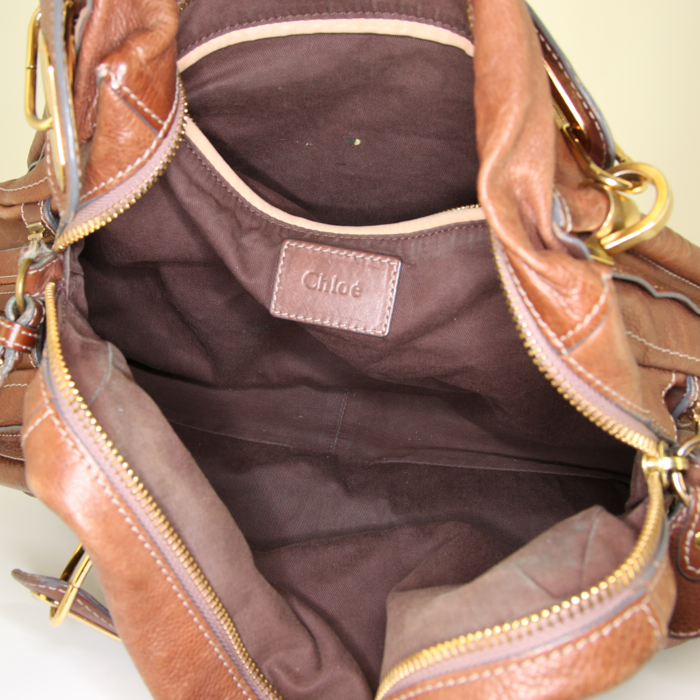 Chloé Paraty handbag in brown leather - Detail D3