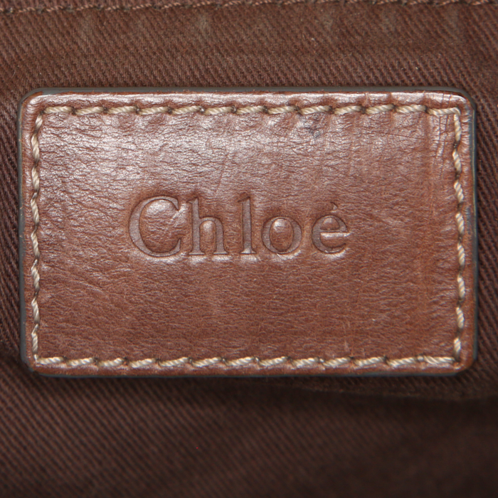 Bolso de mano Chloé Paraty en cuero marrón - Detail D4
