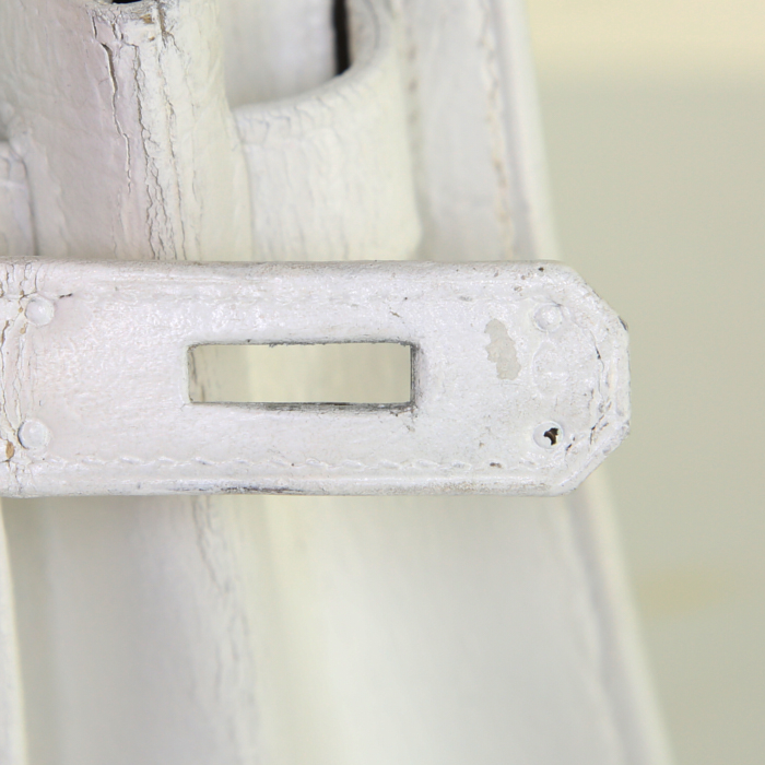 Hermes Kelly 28 cm handbag in white box leather - Detail D5