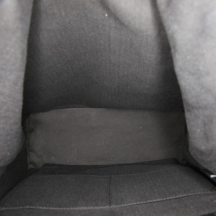 Sac à dos Loewe Goya en cuir tricolore bleu-foncé gris et vert - Detail D2