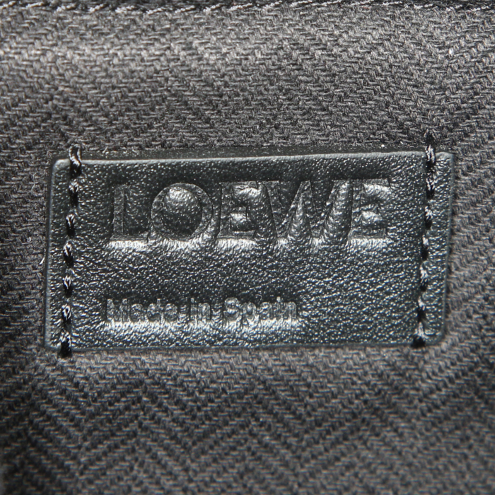 Loewe Goya backpack in dark blue, grey and green tricolor leather - Detail D3
