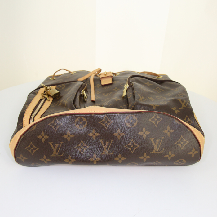 Zaino Louis Vuitton Bosphore in tela monogram marrone e pelle naturale - Detail D4