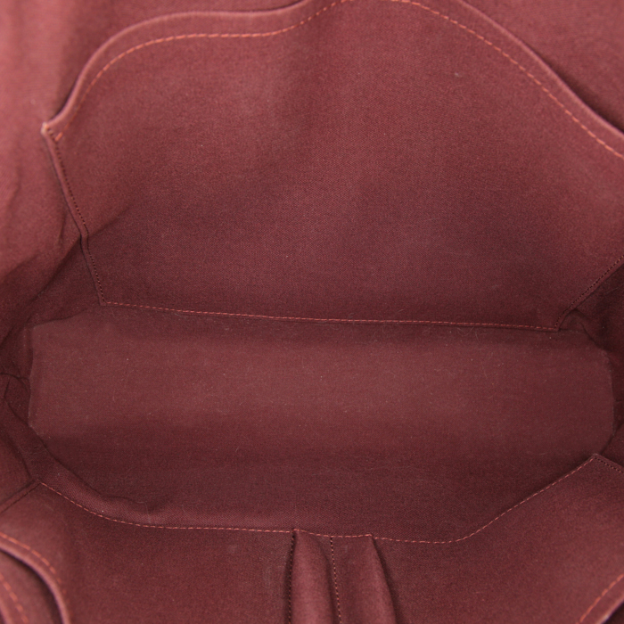 Porte-documents Louis Vuitton Voyage en toile monogram marron et cuir noir - Detail D3