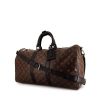 Borsa da viaggio Louis Vuitton Keepall 45 in tessuto a monogramma Macassar marrone e pelle nera - 00pp thumbnail