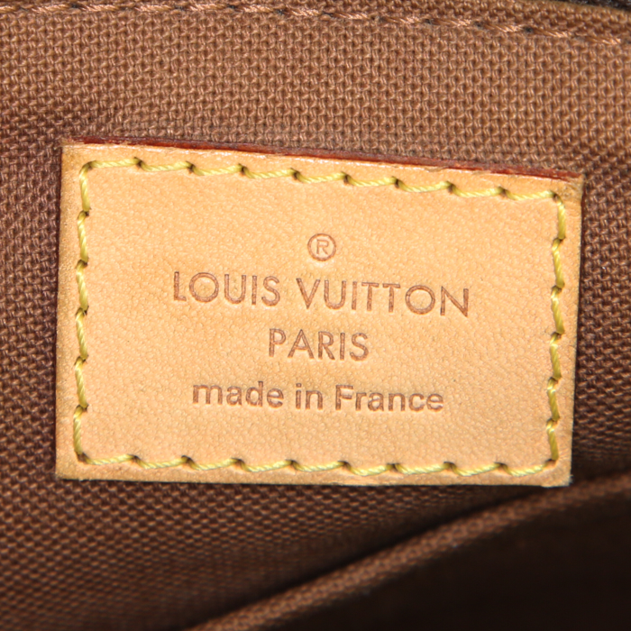 Sac bandoulière Louis Vuitton Valmy en toile monogram marron et cuir naturel - Detail D3