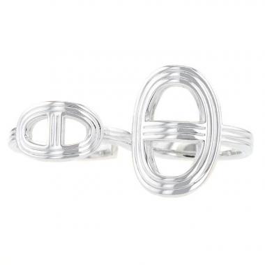 Bague double Hermes Chaine d'Ancre en argent