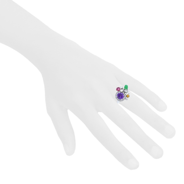 Chaumet Attrape Moi Si Tu M'Aimes ring in white gold,  diamonds and semi-precious stones - Detail D1