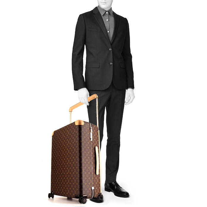 Louis Vuitton Horizon 70 suitcase in brown monogram canvas and natural leather - Detail D1