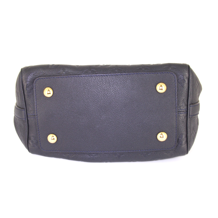 Borsa a tracolla Louis Vuitton Speedy 25 cm in pelle monogram con stampa blu - Detail D5