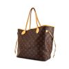 Shopping bag Louis Vuitton Neverfull modello medio in tela monogram cerata marrone e pelle naturale - 00pp thumbnail