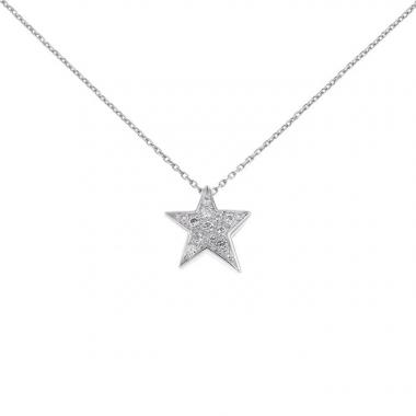 Collier époque années 90 Chanel Comètes petit modèle en or blanc et diamants
