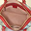 Gucci Boston handbag in grey monogram canvas and red leather - Detail D3 thumbnail