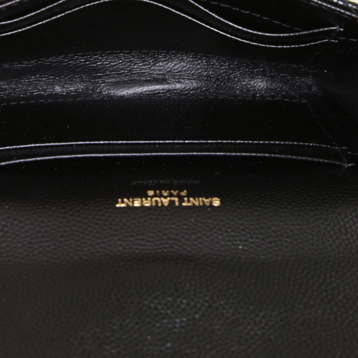 Portefeuille Saint Laurent Enveloppe en cuir matelassé chevrons noir - Detail D2