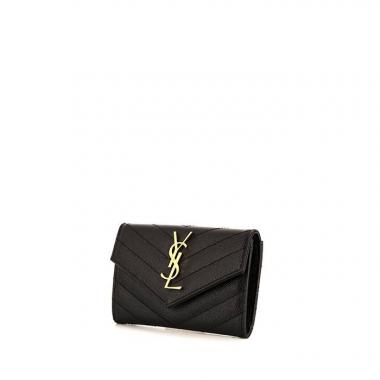 Saint Laurent Enveloppe wallet in black chevron quilted leather
