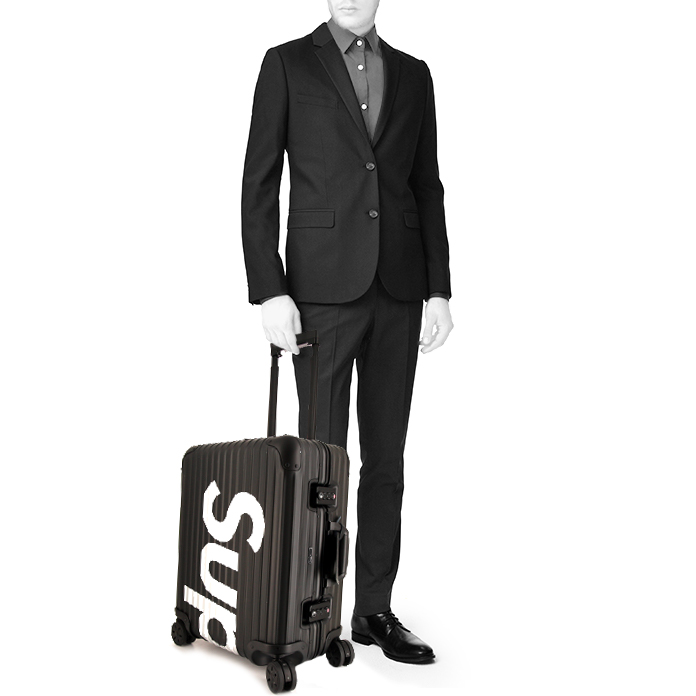Rimowa Check-In Edition Limitée Supreme rigid suitcase in black and white bicolor polycarbonate and black plastic - Detail D1