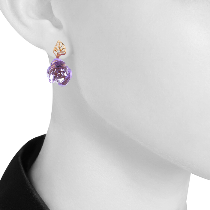 Dior Pré Catelan earrings for non pierced ears in pink gold,  amethyst and diamonds