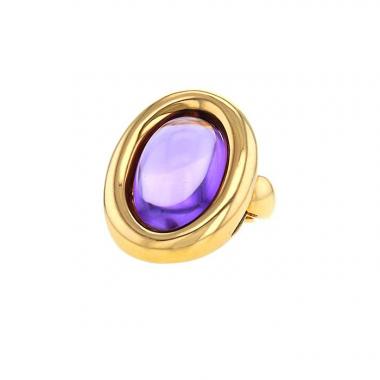 Anello semi-mobile Poiray Indrani modello grande in oro giallo e ametista