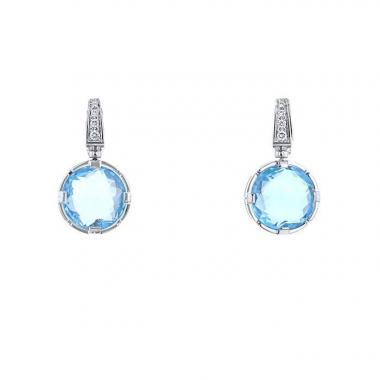 Half-articulated Bulgari Parentesi earrings in white gold,  diamond and topaz Half-articulated Bulgari Parentesi earrings in white gold,  diamond and topaz