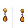 Pomellato Bahia pendants earrings in pink gold,  citrine and sapphires - 360 thumbnail