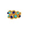 Vintage 1980's ring in yellow gold,  lapis-lazuli and turquoises - 00pp thumbnail
