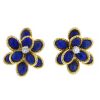 Paire de boucles d'oreilles époque années 70 Vintage en or jaune,  lapis-lazuli et diamants - 00pp thumbnail