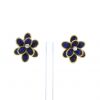 Vintage 1970's earrings in yellow gold,  lapis-lazuli and diamonds - 360 thumbnail