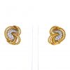 Vintage earrings for non pierced ears in yellow gold,  white gold and diamonds - 360 thumbnail