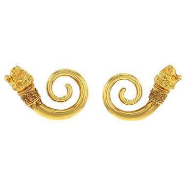 Orecchini a clip Lalaounis Animal Head in oro giallo