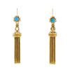 Vintage end of the 19th Century pendants earrings in 14 carats yellow gold and turquoises - 00pp thumbnail