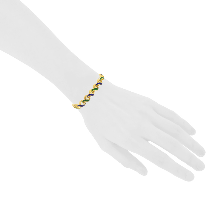 Vintage 1970's bracelet in yellow gold,  enamel and enamel - Detail D1