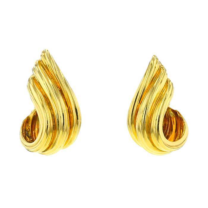 Vintage 1980's earrings for non pierced ears in yellow gold - 00pp