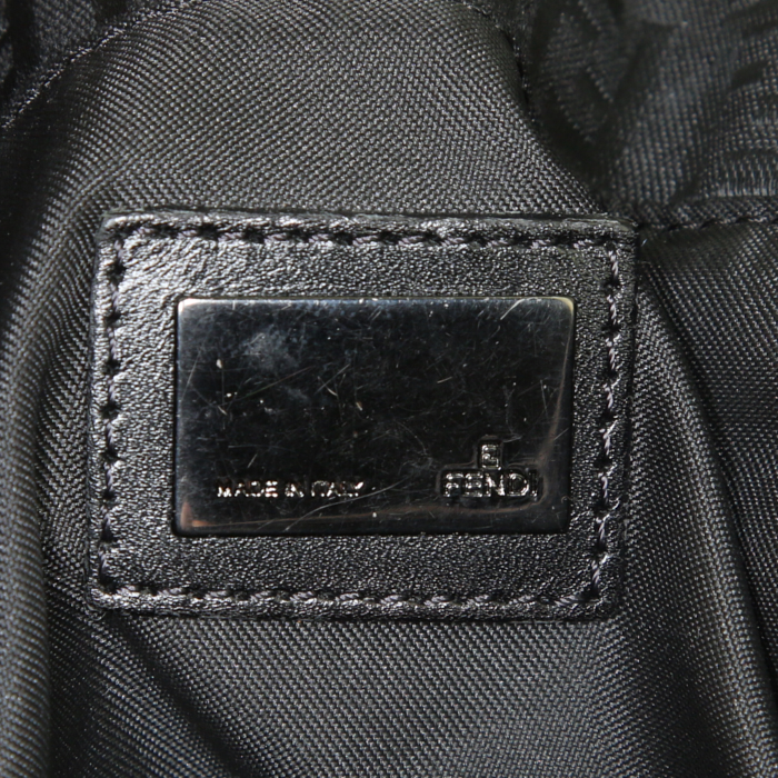 Shopping bag Fendi Zucchino in tela monogram nera e pelle nera - Detail D3