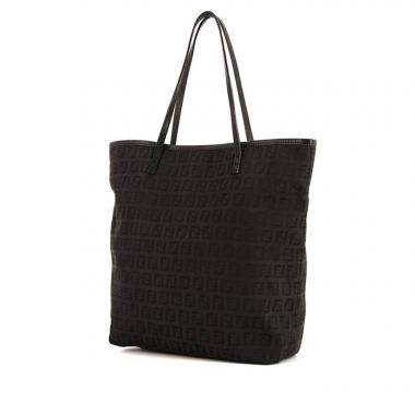 Sac cabas Fendi Zucchino en toile monogram noire et cuir noir