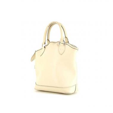 Bolso de mano Louis Vuitton Lockit  en cuero Epi color crema y cuero esmaltado color crema