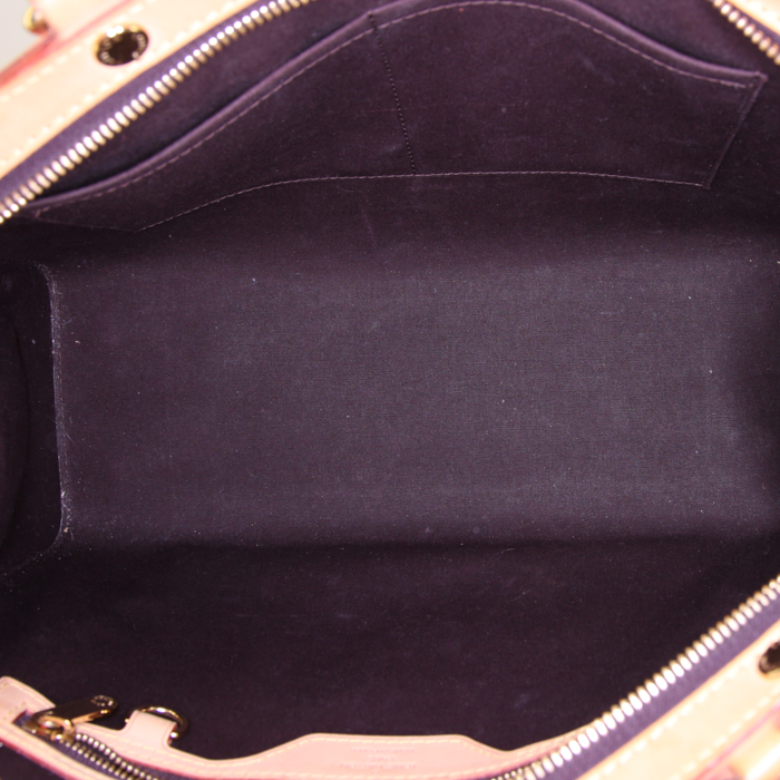 Bolso de mano Louis Vuitton Brea en charol color burdeos y cuero natural - Detail D3