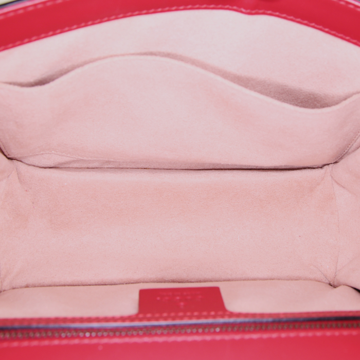 Gucci Queen Margaret shoulder bag in red, cream color and navy blue tricolor leather - Detail D2