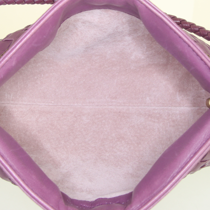 Borsa Bottega Veneta in pelle intrecciata viola - Detail D2