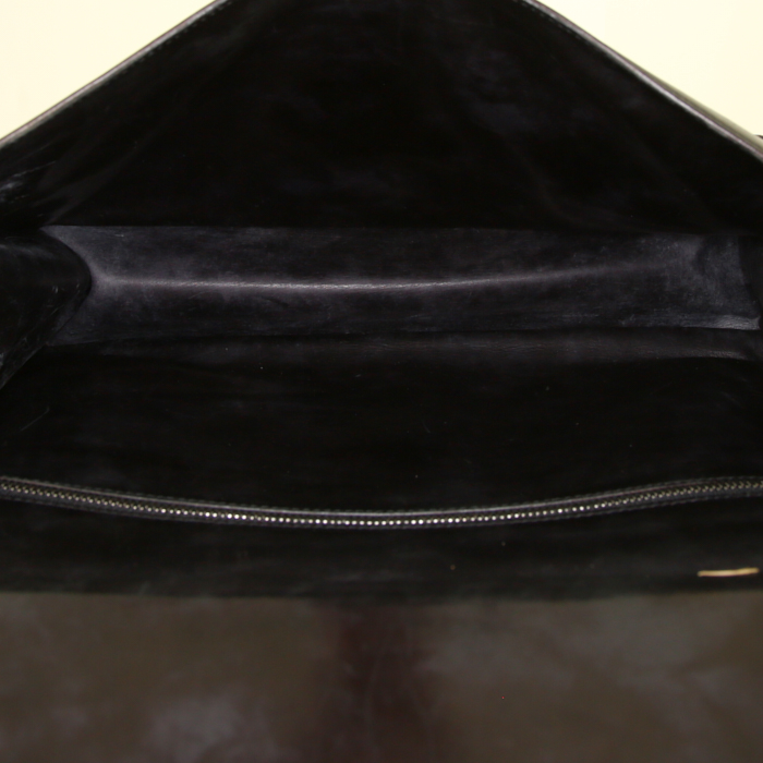 Bolso zurrón Berluti en cuero degradado marrón y lona negra - Detail D2