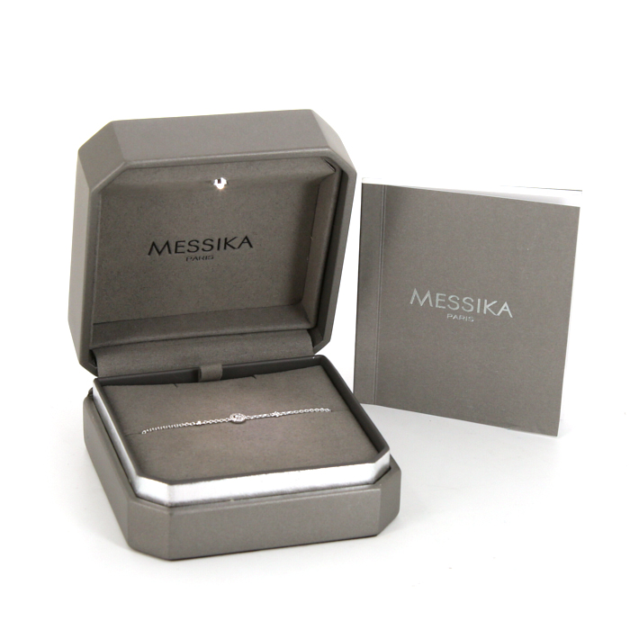 Brazalete flexible Messika Joy modelo pequeño en oro blanco y diamantes - Detail D2