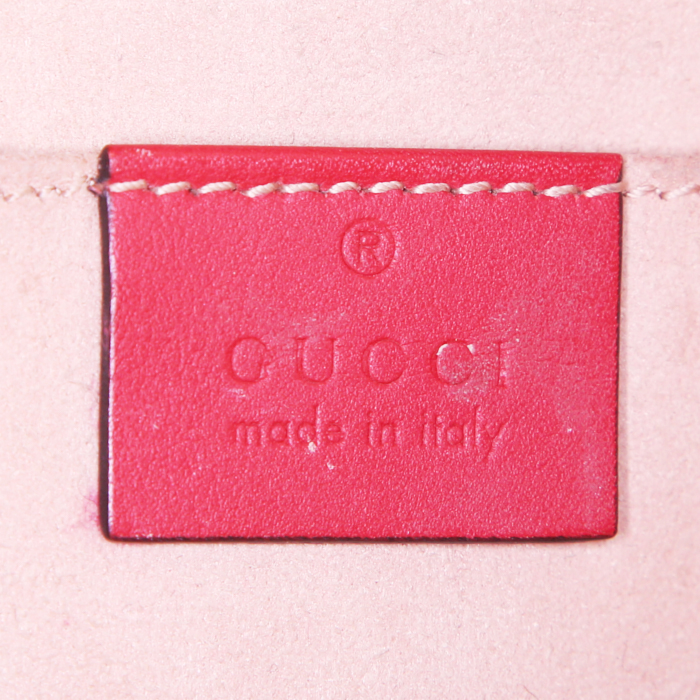 Gucci Padlock small model handbag in brown monogram canvas and red leather - Detail D3