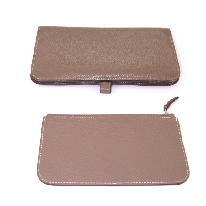 Portefeuille Hermes Dogon en cuir togo étoupe - Detail D5