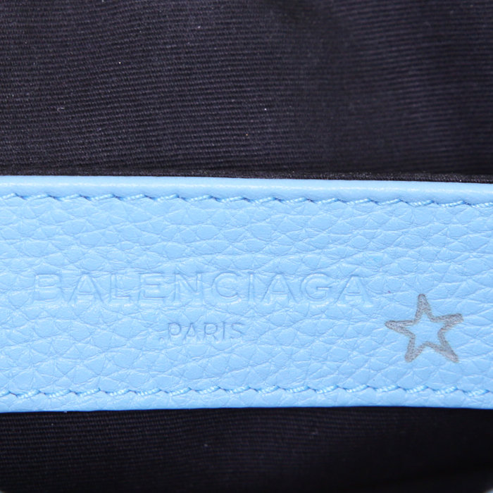 Borsa a tracolla Balenciaga Dix in pelle blu - Detail D3